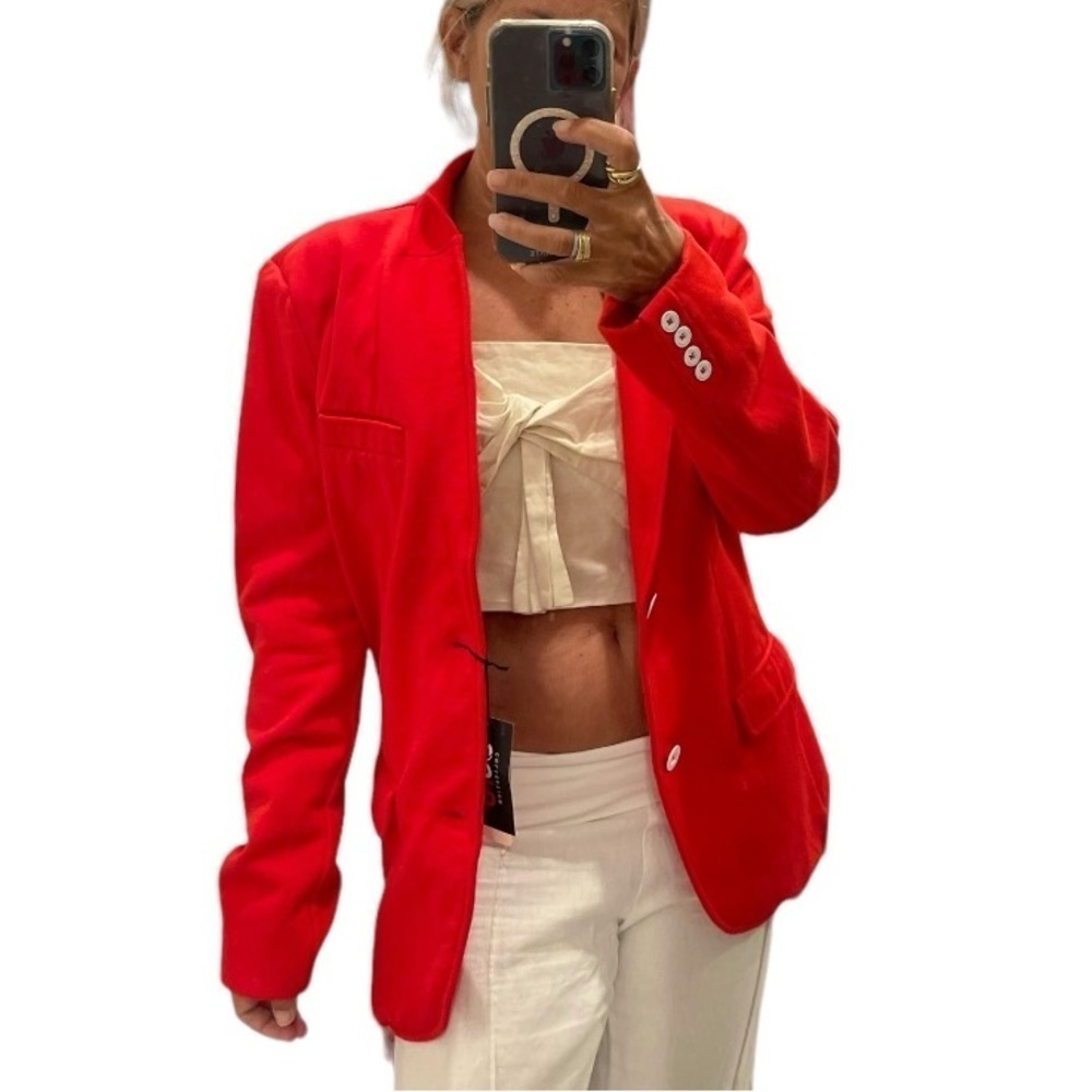 Soho Collection Red Cotton Blend Blazer.Size 48=M